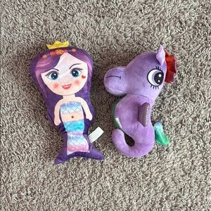 Purple Stuffed Mermaid and Seahorse Plush Toys